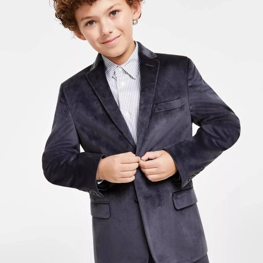 Calvin Klein Kids Velvet Blazer Size-18 Color - Dark Gray